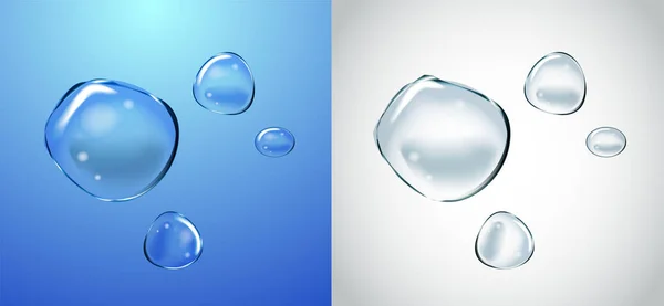 Vektorová Sada Bublin Mýdlové Vody Transparentní Izolované Realistické Prvky Designu — Stockový vektor