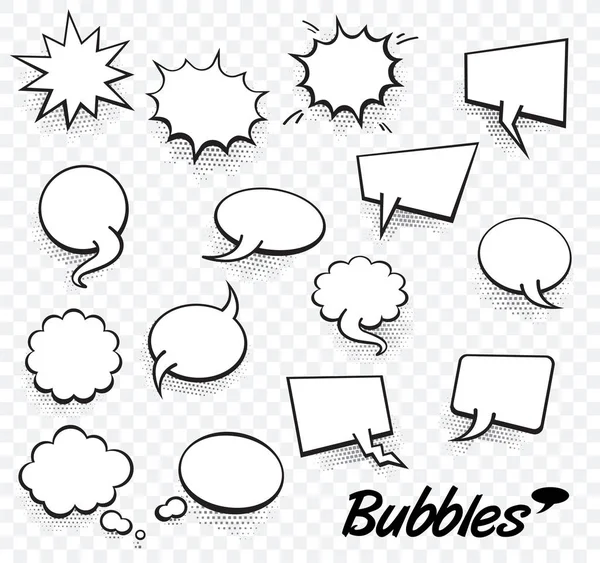 Conjunto Plantilla Blanco Estilo Pop Art Vector Comic Text Speech — Archivo Imágenes Vectoriales