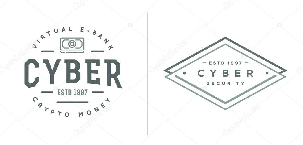 Set of Vector Cyber Security Identity Badges and Signs Can be used as Logotype