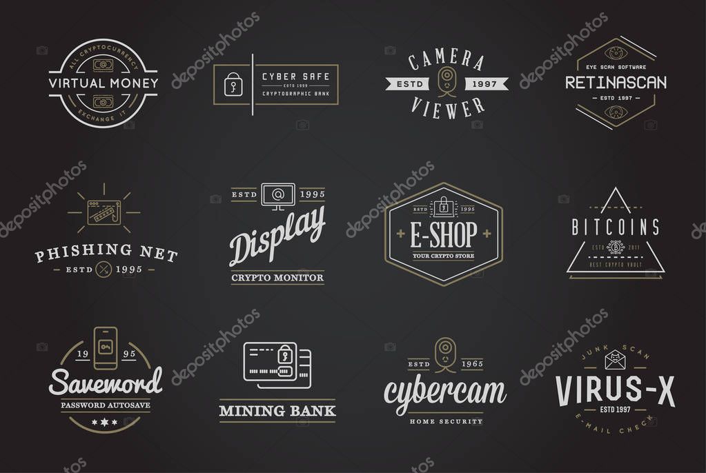 Set of Vector Cyber Security Identity Badges and Signs Can be used as Logotype
