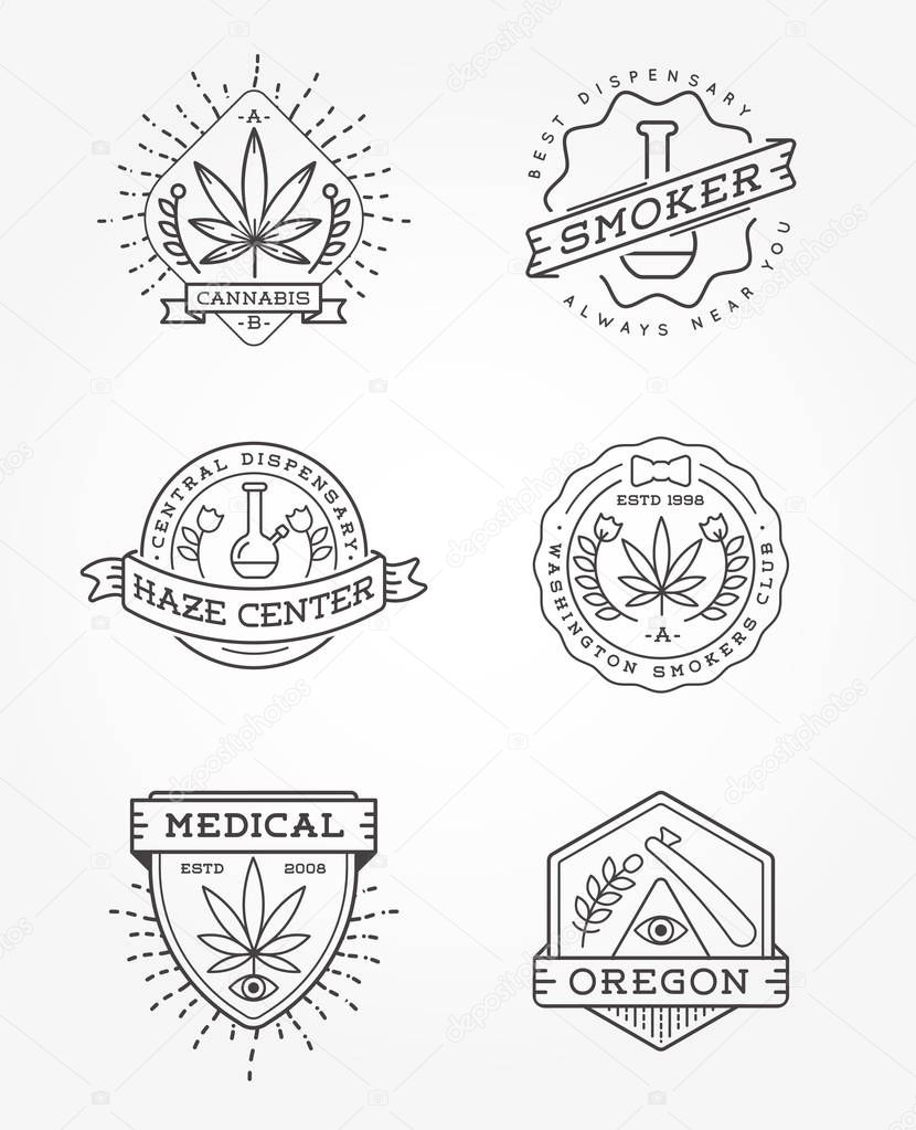 Set of Medical Cannabis Marijuana Sign or Label Template in Vector. Can be used as a Logotype.