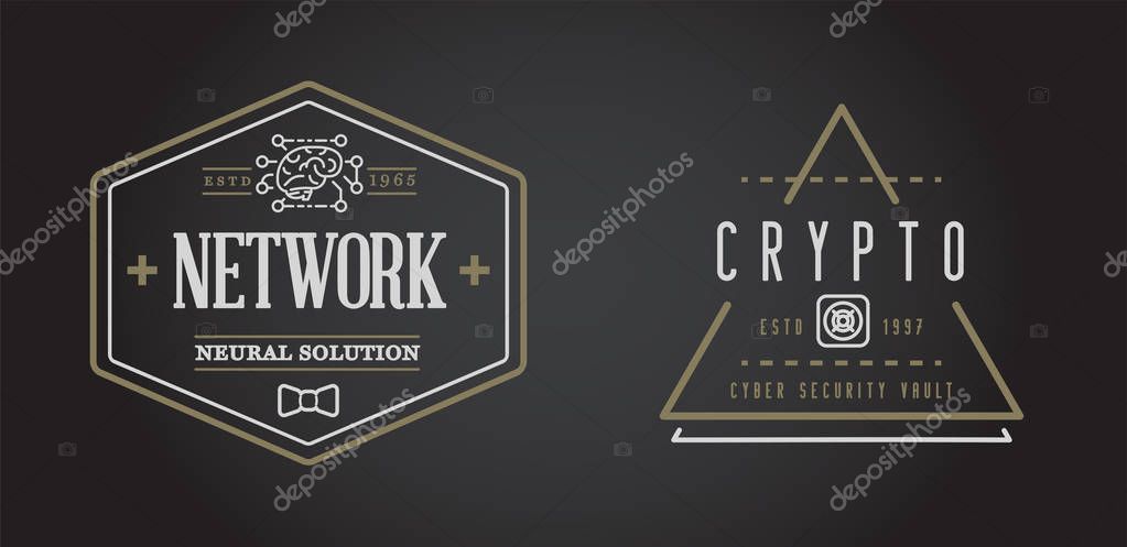 Set of Vector Cyber Security Identity Badges and Signs Can be used as Logotype