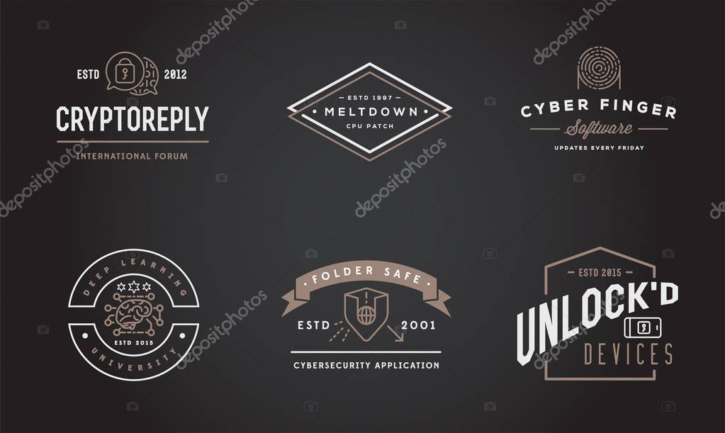 Set of Vector Cyber Security Identity Badges and Signs Can be used as Logotype