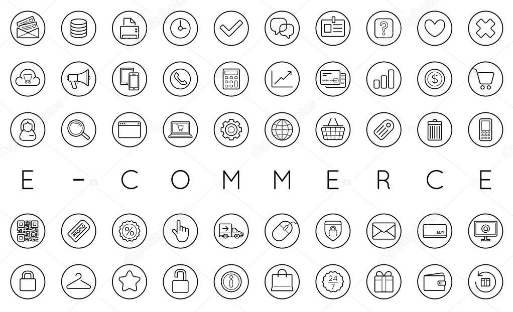 Set of Vector E-Commerce Icons Shopping and Online can be used as Logo or Icon in premium quality
