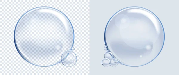 Set Vector Soap Water Bubbles Transparent Isolated Realistic Design Elements — Stock Vector