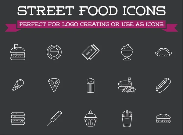 Set Icone Attrezzature Fastfood Fast Food Vector Come Illustrazione Può — Vettoriale Stock
