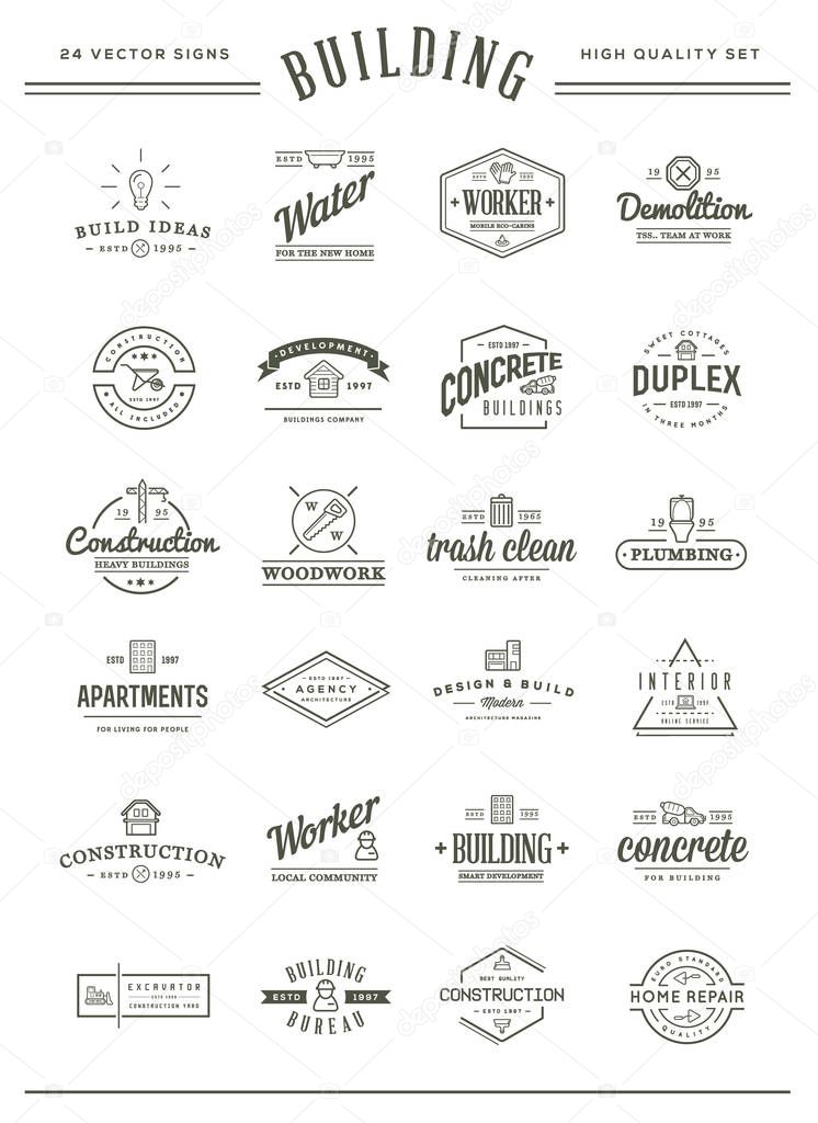 Set of Vector Construction Building Icons Home and Repair can be used as Logo or Icon in premium quality