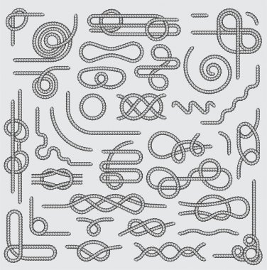 Büyük bir deniz ayarla ip knot dekoratif vintage öğeler vektör