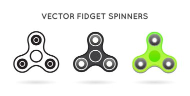 3 el topluca Spinners kümesi. İzole.