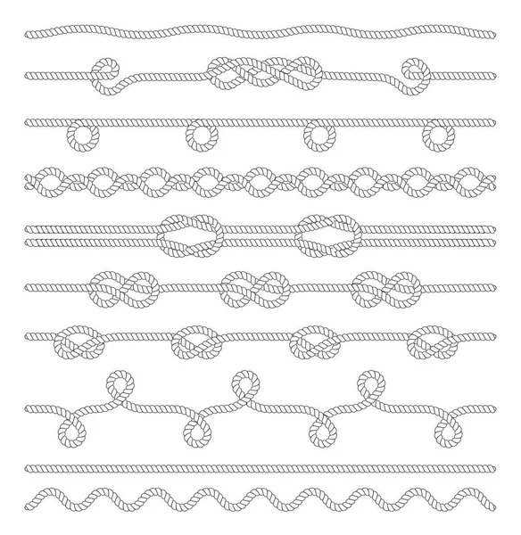 Set Frânghie Răsucită Vector Izolat Alb — Vector de stoc