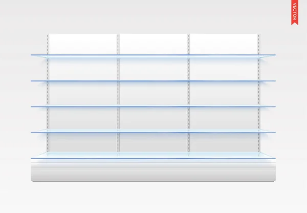 Set Lange Glazen Planken Vector Geïsoleerd Metalen Achterkant Achtergrond — Stockvector