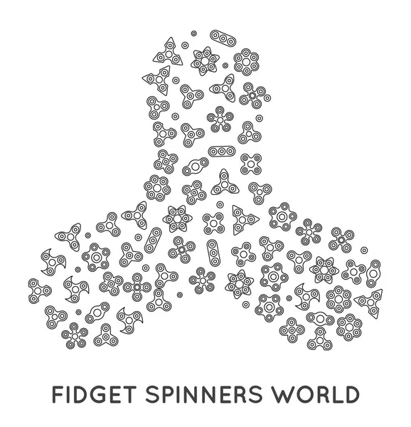 Silhueta Spinner Fidget Feita Pequenos Spinners Vector Contexto — Vetor de Stock