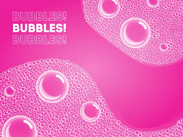 Soap Bubbles Bath Sud Vector Transparent Foam Pink Soda Water — Stock Vector