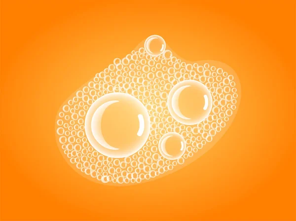 Såpbubblor Badet Eller Sud Vektor Transparent Skum Orange Soda Vatten — Stock vektor