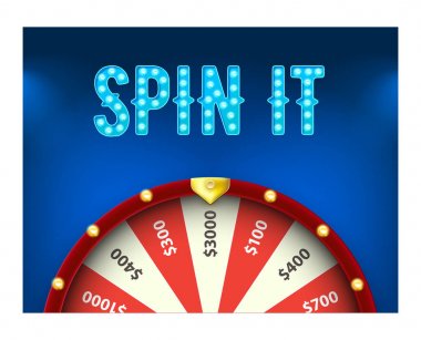 Servet 3d nesnenin metin ile mavi arka plan üzerinde izole vektör çarkı döndürün