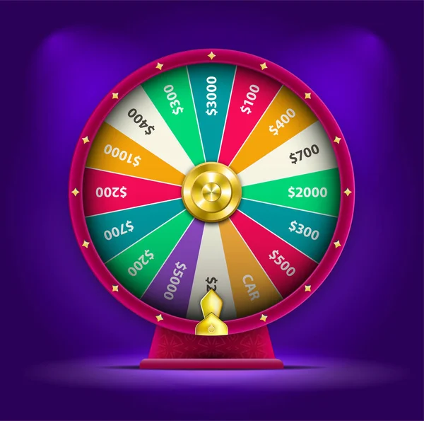 Vector Spinning Fortune Wheel Realistic Style Lucky Roulette Ilustração — Vetor de Stock