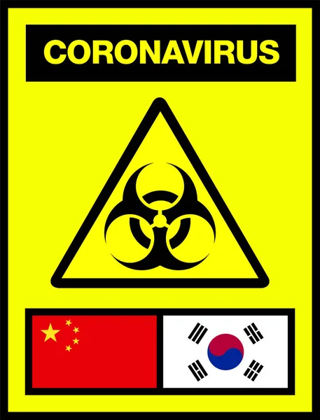 China en Zuid-Korea Novel Coronavirus, 2019-ncov, Biohazard Po — Stockvector