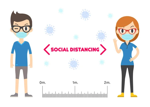 Social Distancing Keep Distance Public People Society Protect Covid Coronavirus — Stock Vector