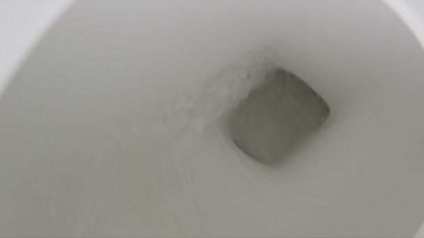 Schoon toilet wordt doorgespoeld in slow motion — Stockvideo