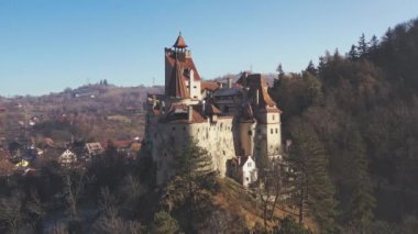Brasov, Transilvanya 'daki Bran Drakula Kalesinin Hava Görüntüsü