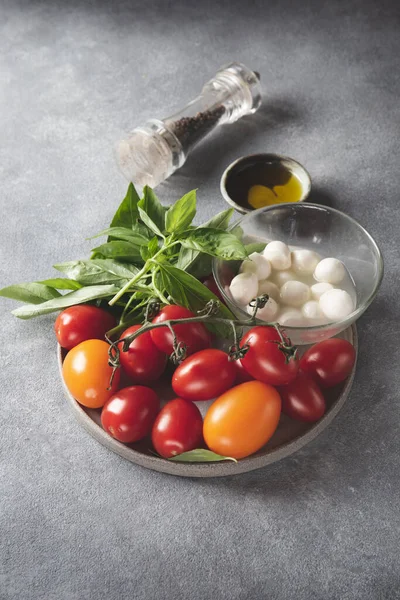 Caprese salad ingredients - tomatoes, cheese and basil