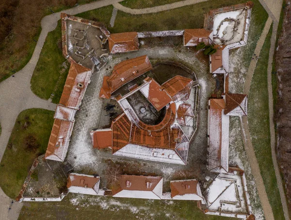 Brasov Fästning Citadell Straja Hill Brasov Rumänien Flygdrönare Ovanifrån — Stockfoto
