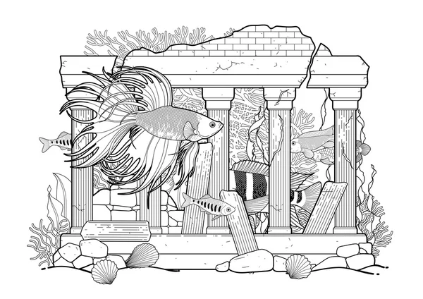 Mimari plastik ile grafik akvaryum balık