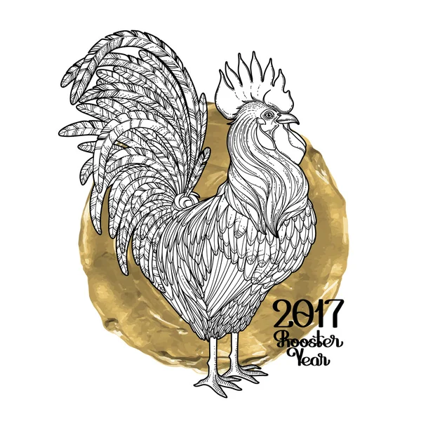 Ayam jago dekoratif grafis - Stok Vektor
