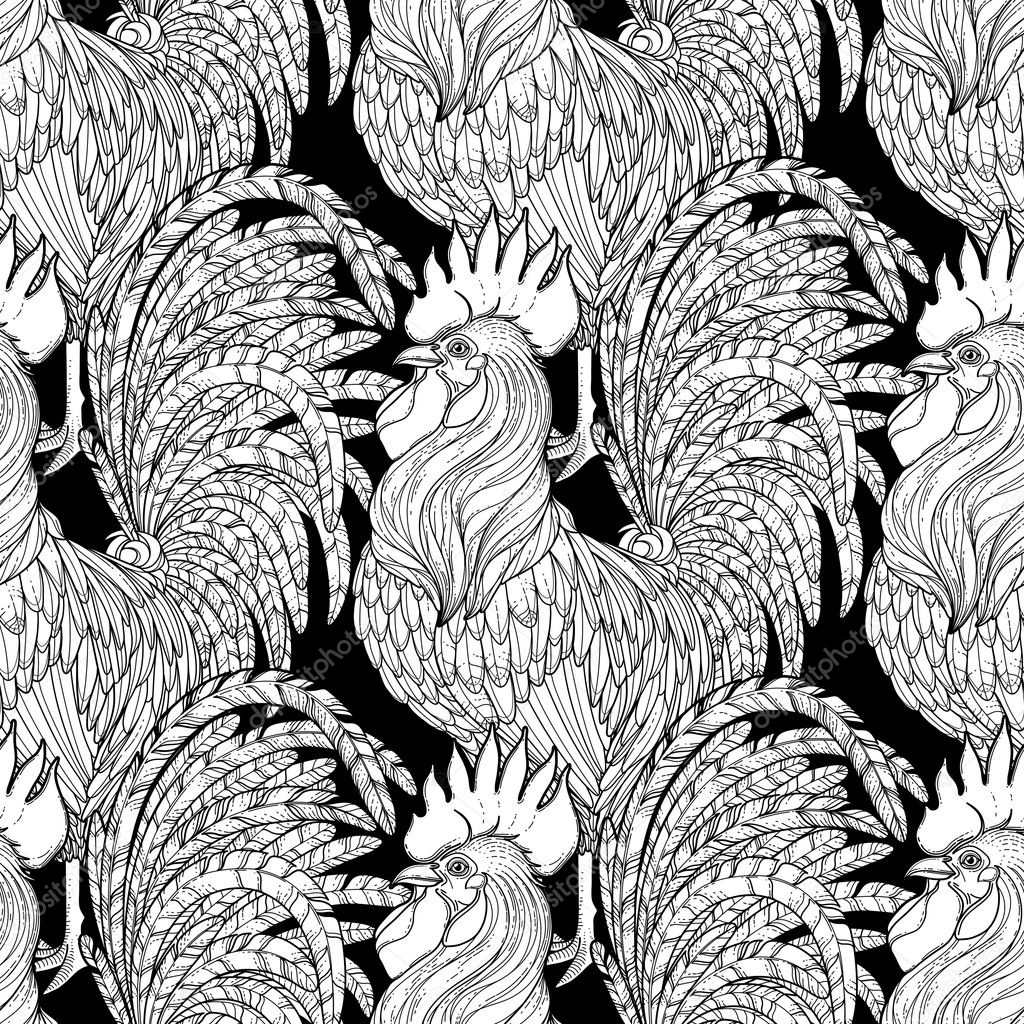 Graphic rooster pattern