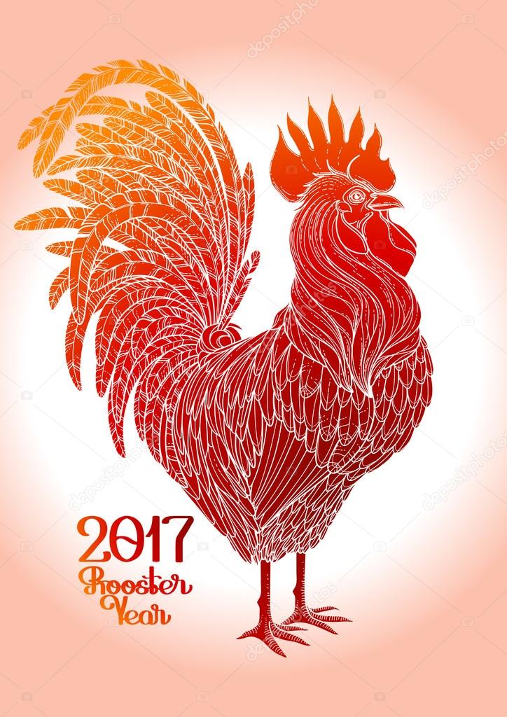 Graphic decorative rooster