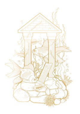 Mimari plastik ile grafik akvaryum balık