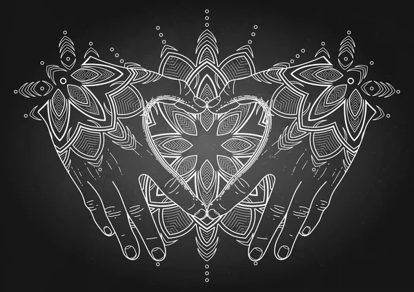 Inima grafica mehndi — Vector de stoc