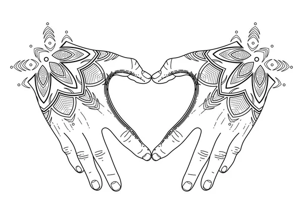 Corazón mehndi gráfico — Vector de stock