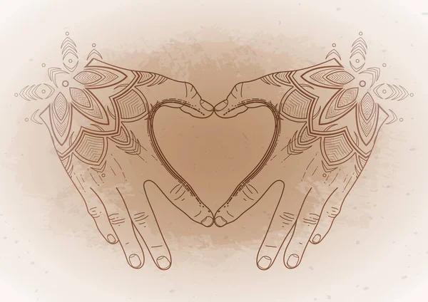 Inima grafica mehndi — Vector de stoc