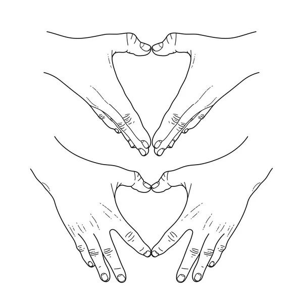 Las manos gráficas muestran el corazón — Vector de stock