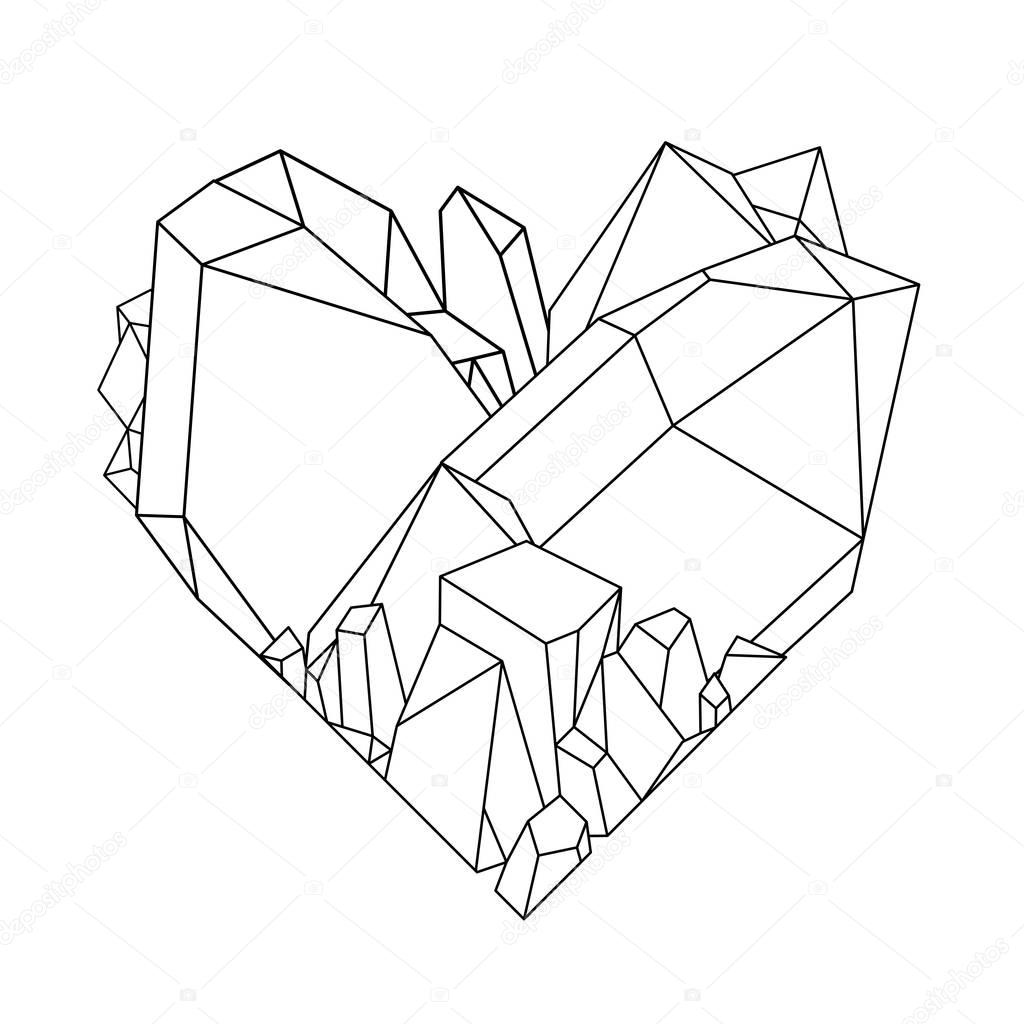 Graphic crystal heart