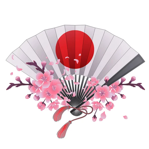 Fan with floral decoration — Stock Vector