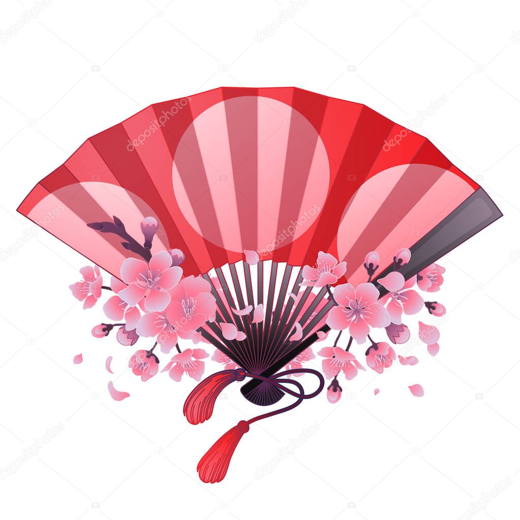 Fan with floral decoration