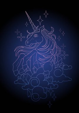 Sevimli grafik tek boynuzlu at