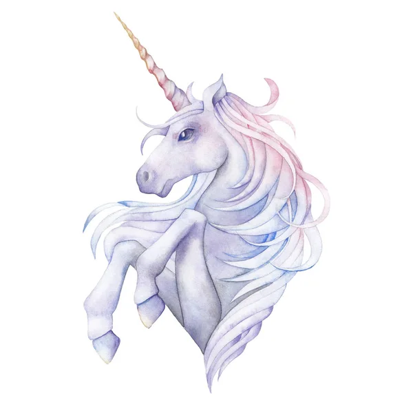 Lindo unicornio acuarela — Foto de Stock
