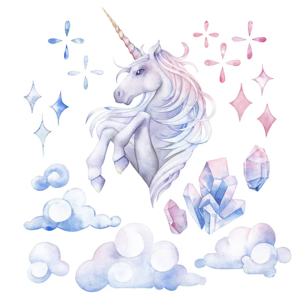 Warna air yang lucu unicorn — Stok Foto