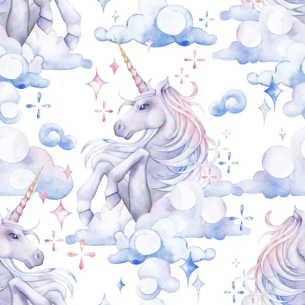 Söt akvarell unicorn — Stockfoto