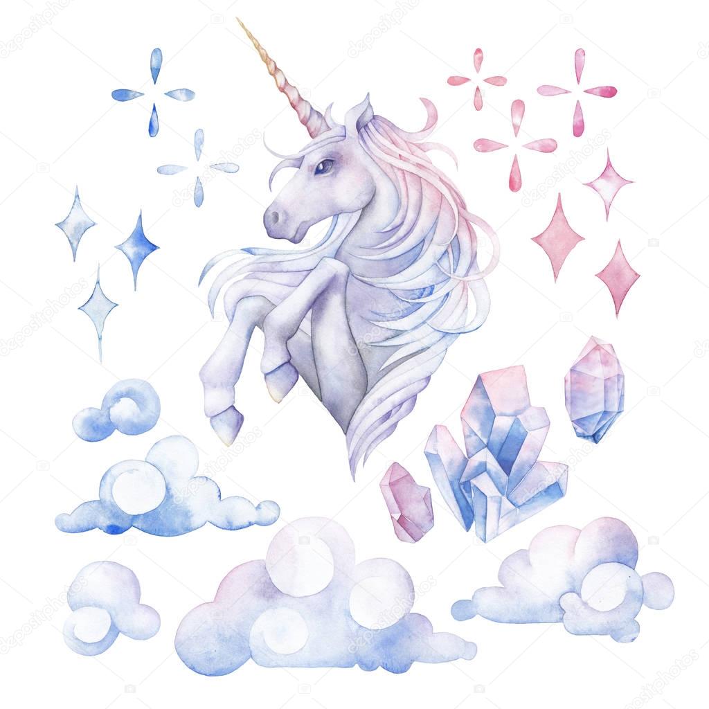 Cute watercolor unicorn