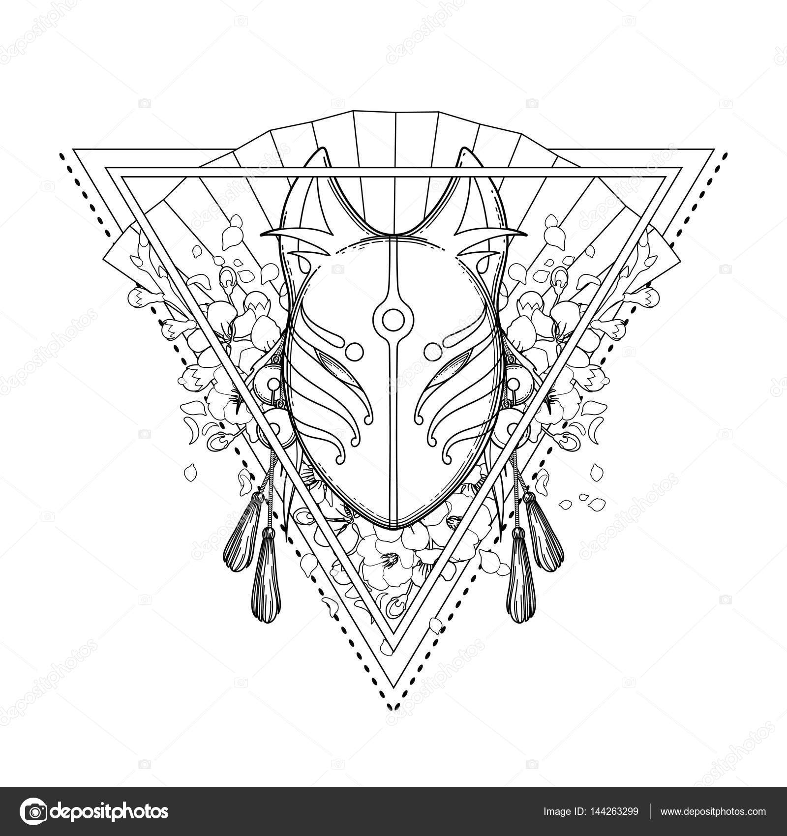 Graphic deamon fox mask Royalty Free Vector Image