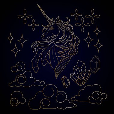 Sevimli grafik tek boynuzlu at