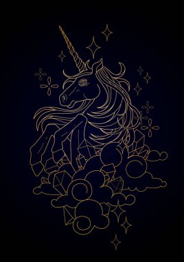 Sevimli grafik tek boynuzlu at