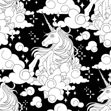 Sevimli grafik tek boynuzlu at desen