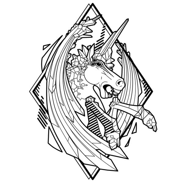 Graphic demonic unicorn — Stock Vector