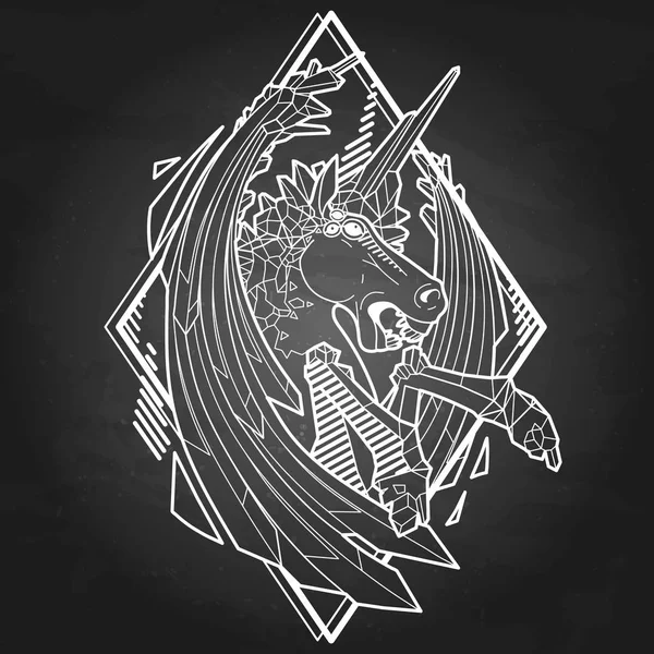 Graphic demonic unicorn — Stock Vector