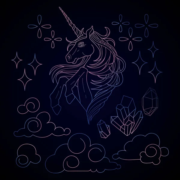 Lindo unicornio gráfico — Vector de stock